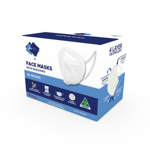 P2 Australian Made 4-Layer Face Mask with Earloops - 25 Pack