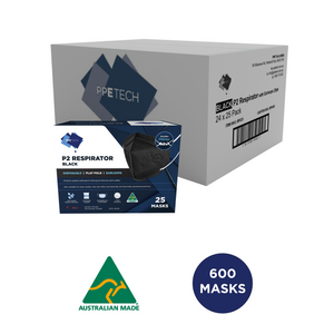 Australian Made Black P2 4-Layer Face Mask with Earloops - 600 Carton
