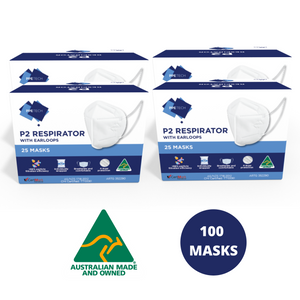 Australian Made 4-Layer Face Mask with Earloops - 100 Pack